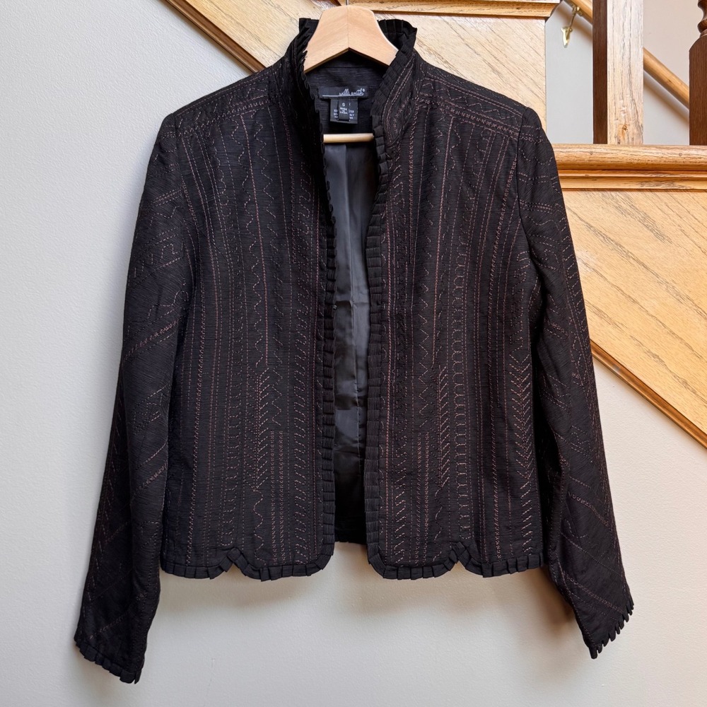 Willi Smith Black Jacket with Subtle Brown Stitching